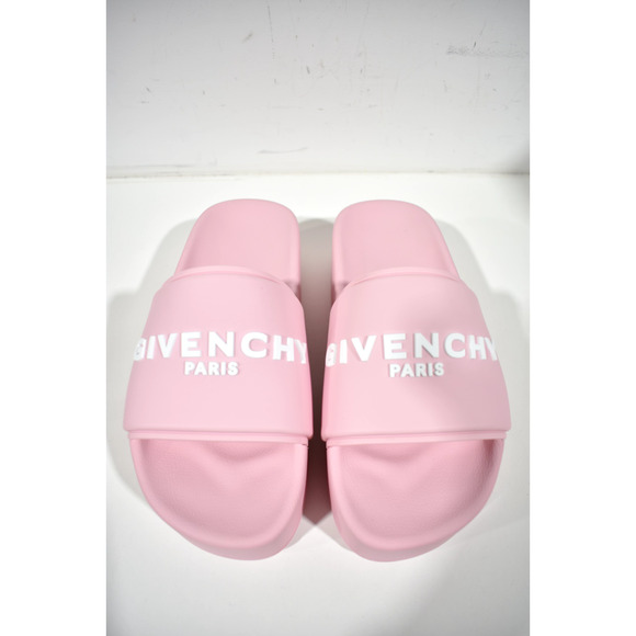 Givenchy Pink Platform Rubber White Logo Slide On Pool Sandal Flip Flop Flat 41 - Picture 5 of 11